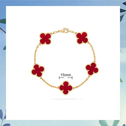 Red Agate Clover Female Pork Belly White Shell Bracelets