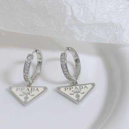 Women's Triangle Zircon Hoop Elegant High Sense Ear Clip Personalized Earrings