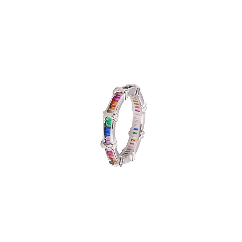 Rainbow Zircon Female Niche Design Simple Rings