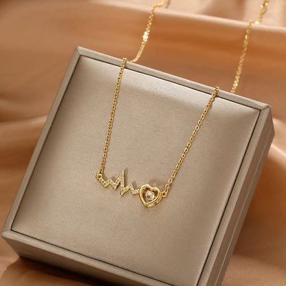 Women's Style Flexible Series Titanium Steel Fashion Pulsatile Heart Necklaces