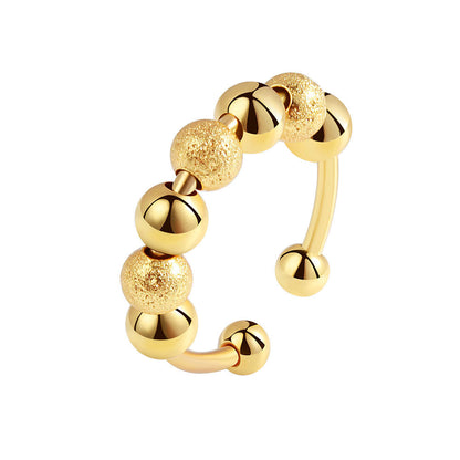 Women's Rotating With Beads Single Circle Adjustable Rings