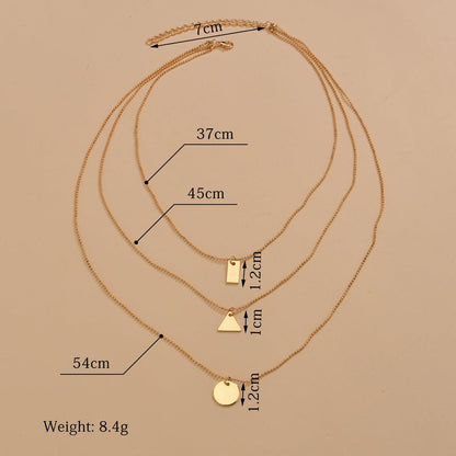 Iron Square Triangle Round Pendant Fashion Necklaces