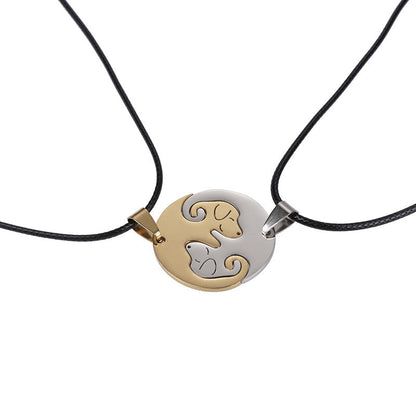Women's & Men's Steel Dog Couple Sweater Chain Pendant Necklaces