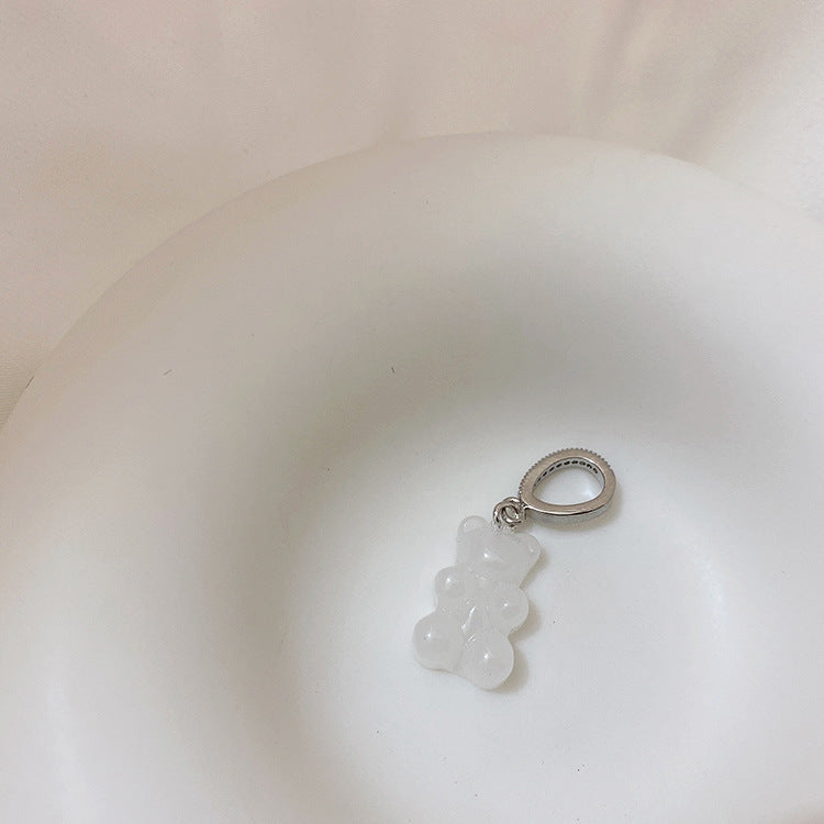 Transparent Bear Metal Smiley Pendant Female Necklaces