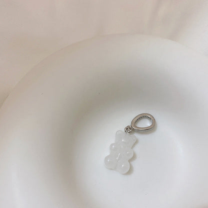 Transparent Bear Metal Smiley Pendant Female Necklaces