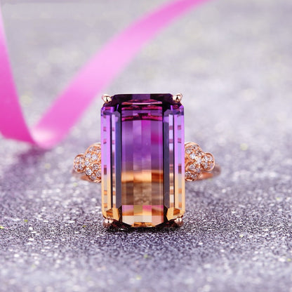 Luxury Tourmaline Rose Gold Plated Colored Rings