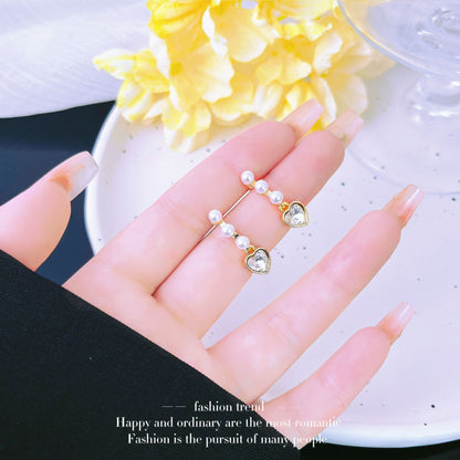 French Style Pearl Heart-shaped Ear High-grade Earrings
