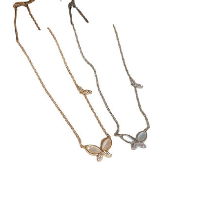 Zircon Opal Butterfly Cold Style Light Luxury And Simplicity Necklaces