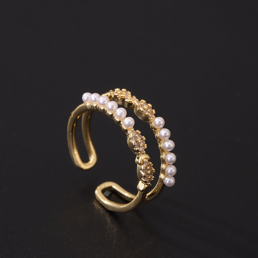 Women's Special Interest Light Luxury Design Pearl Fashion Rings