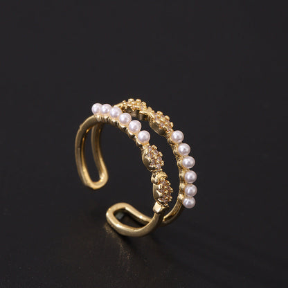 Women's Special Interest Light Luxury Design Pearl Fashion Rings