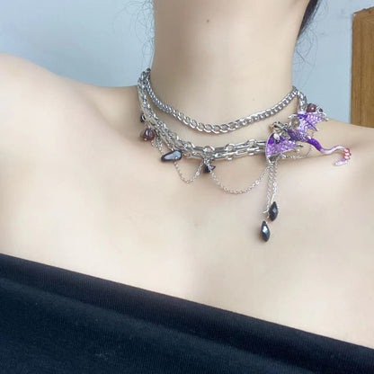 Design Exaggerated Personalized Niche Flying Dragon Zircon Clavicle Chain Necklaces