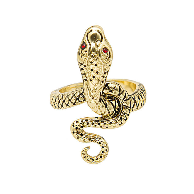 Collection Snake-shaped Animal Open Geometric Retro Rings