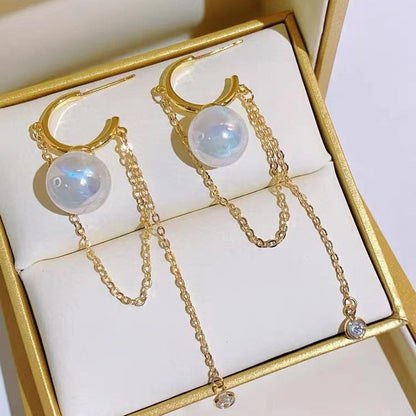 Women's Minority Pearl Chain Pendant Light Luxury Earrings