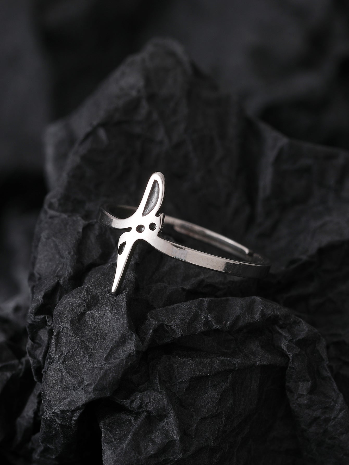 Cute Night Glow Ornament Fashion Geometric Stainless Steel Rings