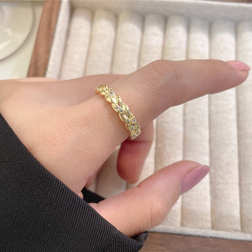 Women's Luxury Fashion Opening Zircon Adjustable Gold Rings