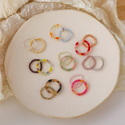 Women's Resin Leopard Print Fashionable Crystal String Rings