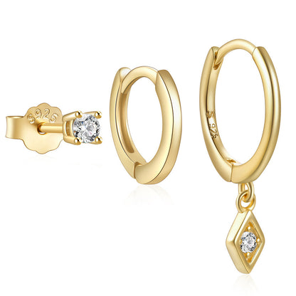 Sier Everyday Style With Diamond Eardrop Earrings