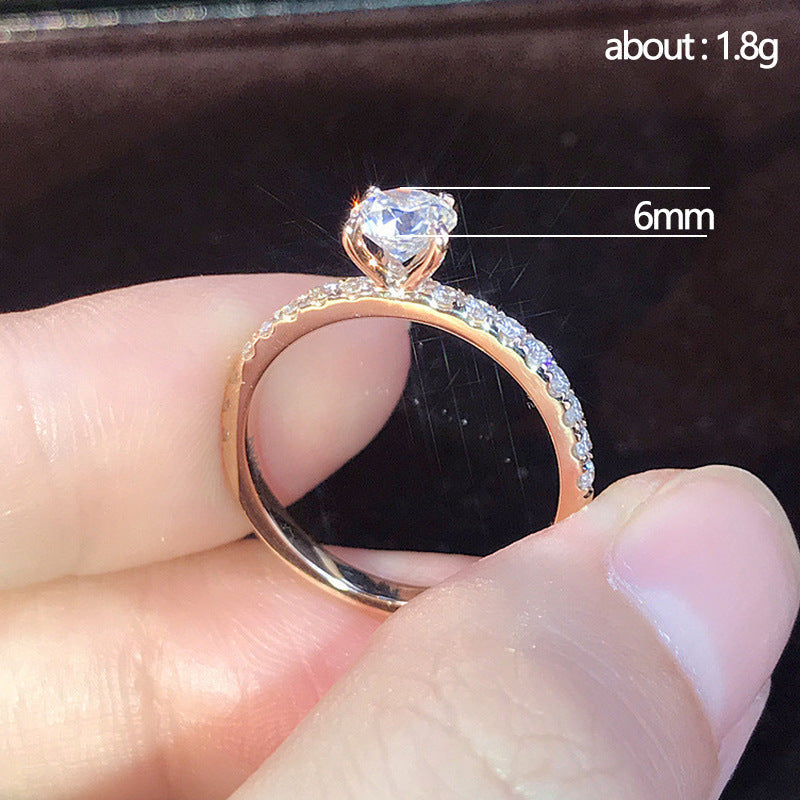 Shi Simple Zircon Engagement Wedding Copper Rings