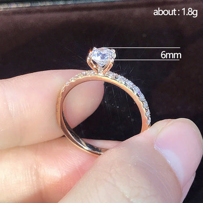 Shi Simple Zircon Engagement Wedding Copper Rings