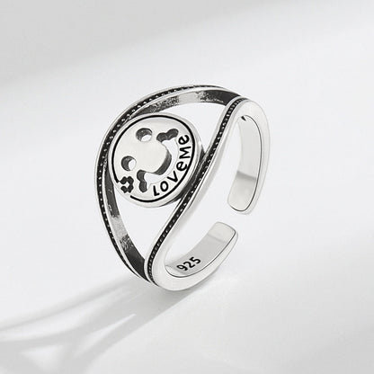 Women's Thai Sier Smiley Fashion Live Open Rings