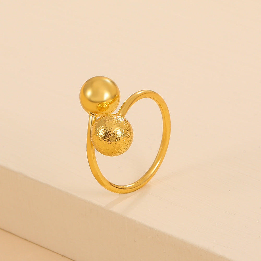 Women's Golden Bean Open Light Sand Stall Rings