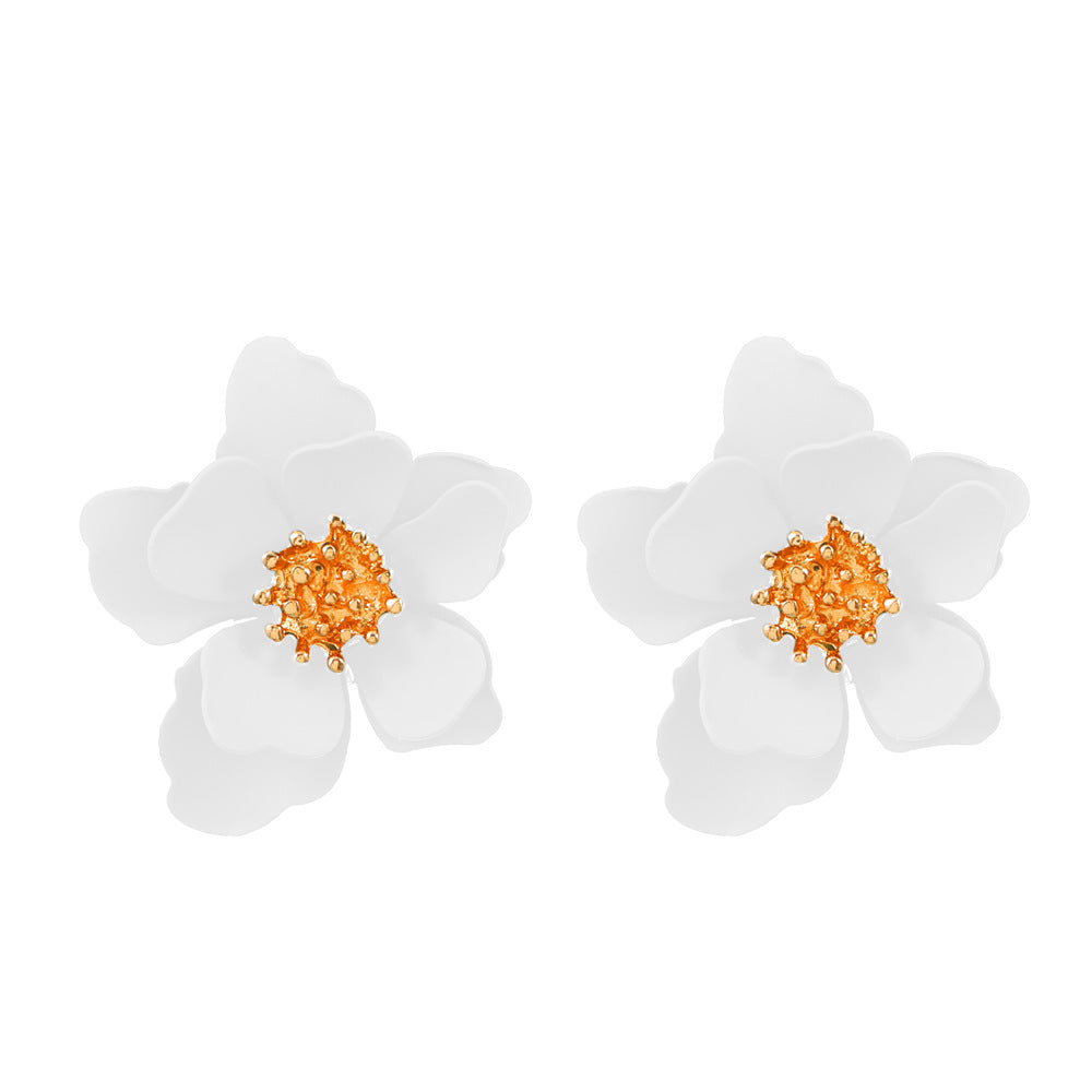 Colored Frosted Flower Mori Sweet Petal Earrings