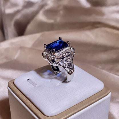Versatile Slouchy Sier-plated Diamond Sapphire Engagement Rings