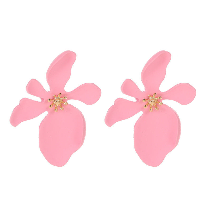 Colored Frosted Flower Mori Sweet Petal Earrings