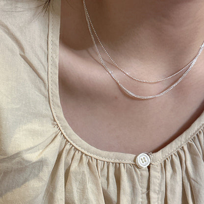 Stackable Flash Bead Simple Style Design Side Clavicle Necklaces