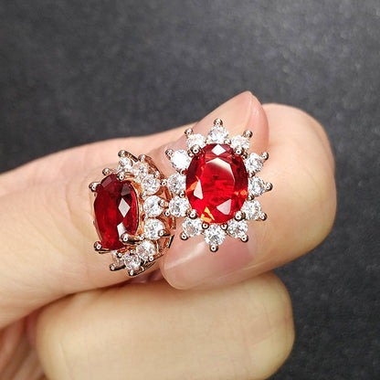 Low Luxury Full Diamond Princess Sunflower Red Rings