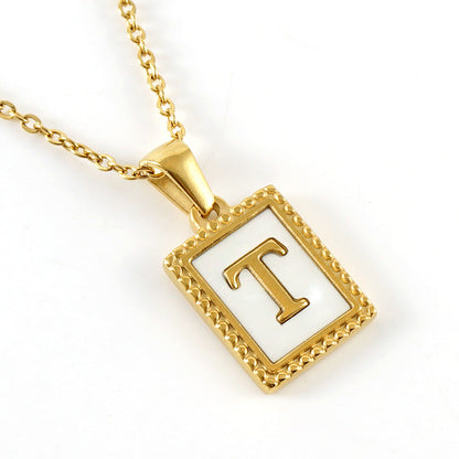 Gold Stainless Steel Shell Letter Female Titanium Pendant Necklaces