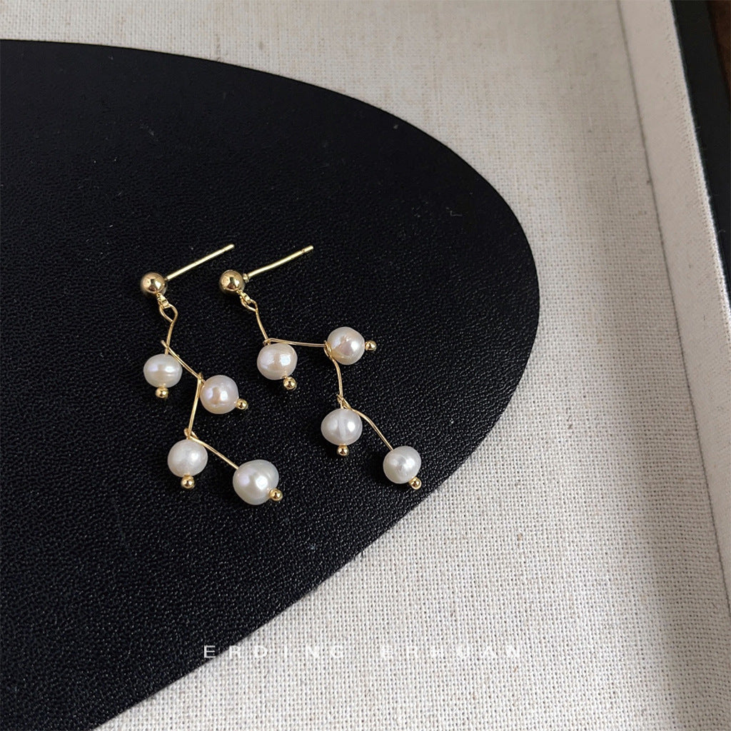 Collection Freshwater Pearl Handmade Sier Needle Earrings