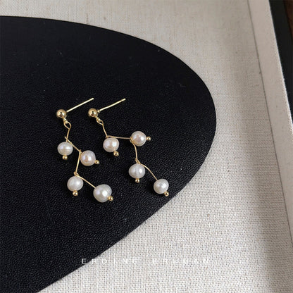 Collection Freshwater Pearl Handmade Sier Needle Earrings