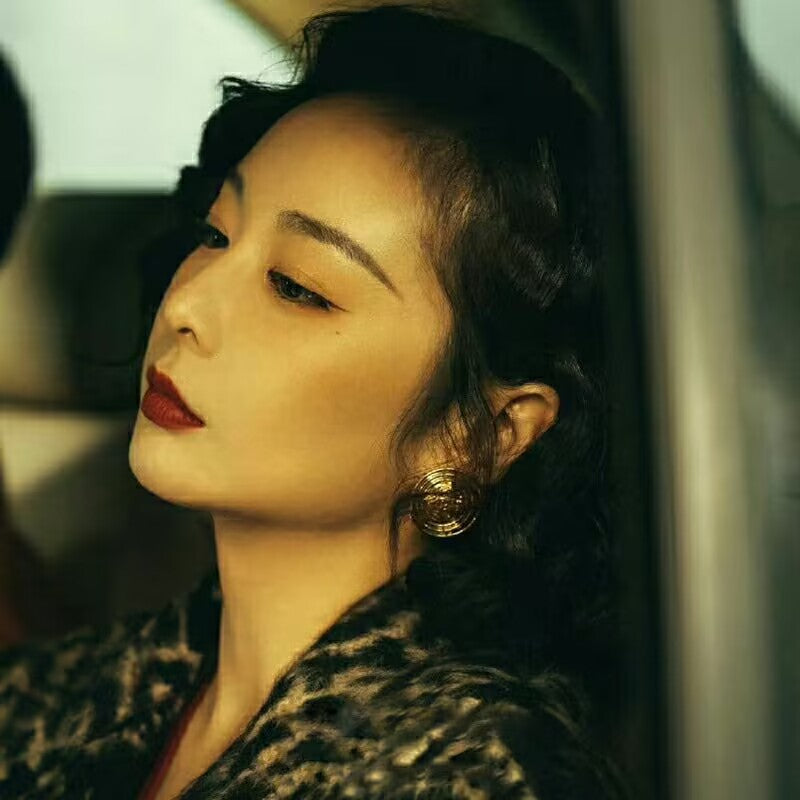 Crazy Chen Shuting Vintage Metal Button Circle Earrings