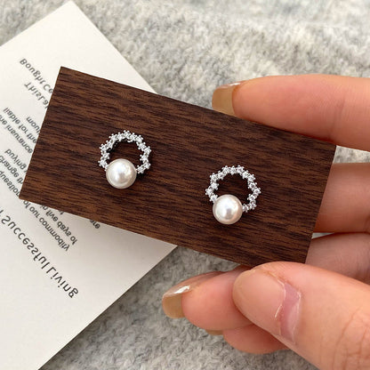 Women's Light Luxury Pearl Zircon For Niche Earrings