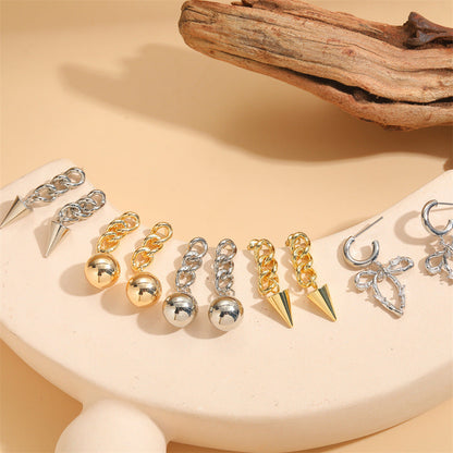 Copper Plated Real Gold Bowknot Ball Earrings