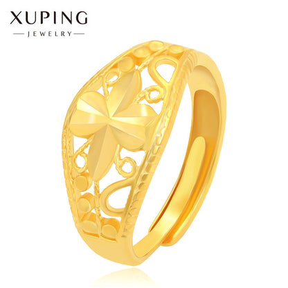 Women's Design Hollow Gold Plated Temperament Opening Adjustable Vintage Gifts Rings
