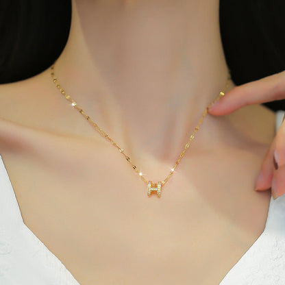 Titanium Steel High-grade Diamond Letter Female Necklaces
