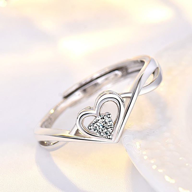 Fashion Diamond Trendy Heart-shaped Female Adjustable Rings
