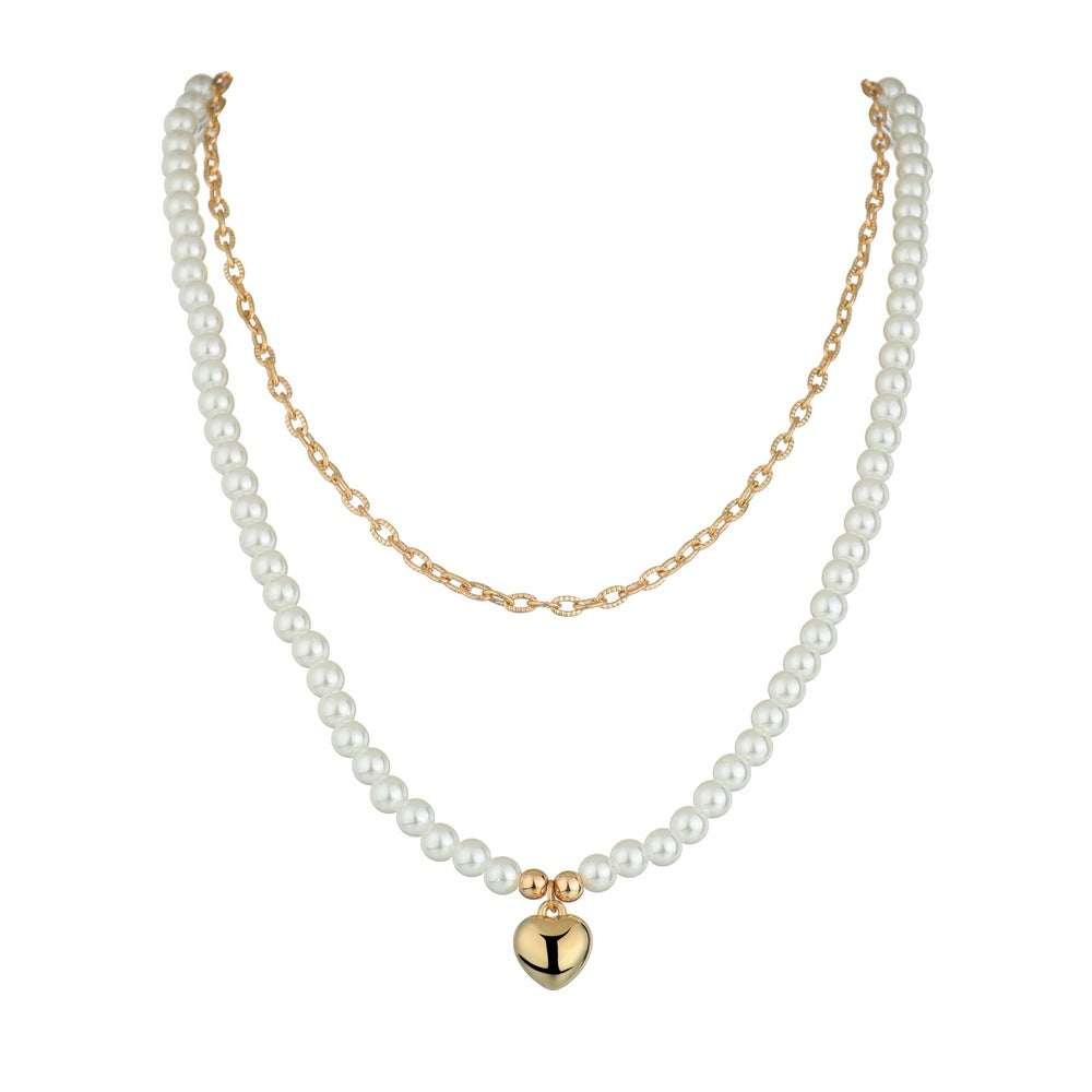 Women's Love Pendant Pearl Double Layer For Necklaces