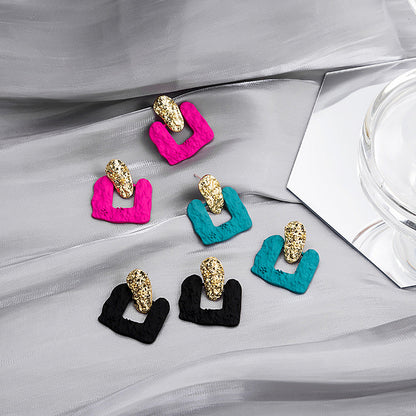 Sier Needle Elegant Graceful Contrast Color Earrings