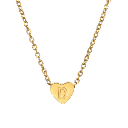 Gold Stainless Steel Heart-shaped Letter Female Titanium Necklaces