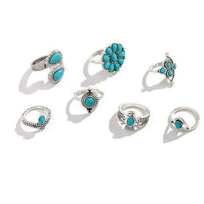Suit Knuckle Design Vintage Totem Turquoise Rings