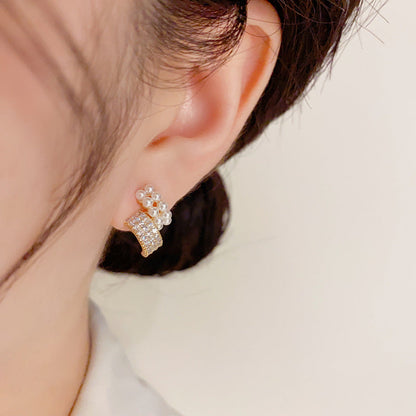 Simplicity Pearl Zircon Arc Female Sier Needle High Rings