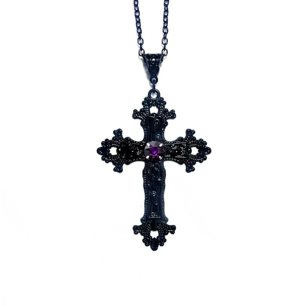 Black Cross Diamond Gothic Punk Aesthetic Necklaces