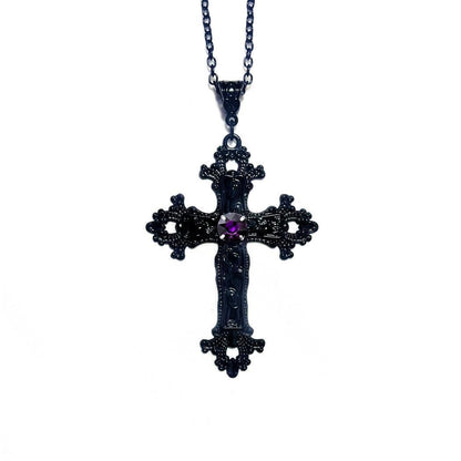 Black Cross Diamond Gothic Punk Aesthetic Necklaces