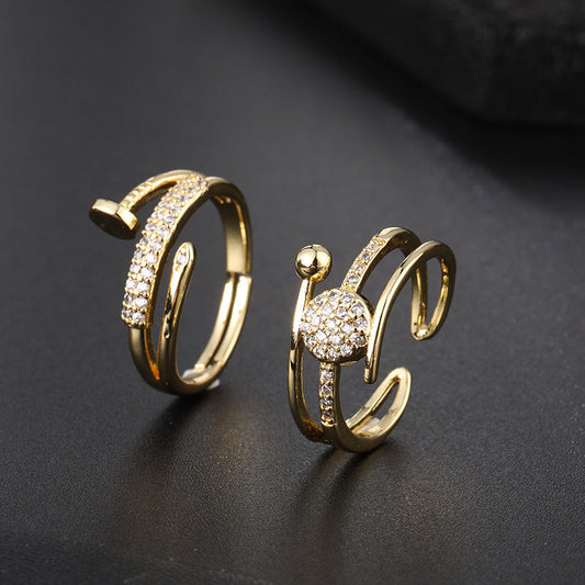 Niche Design Simple Zircon Nail Personalized Rings
