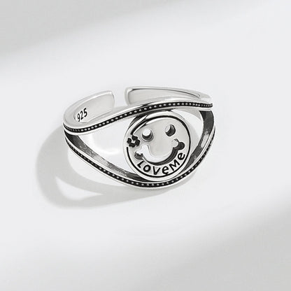 Women's Thai Sier Smiley Fashion Live Open Rings