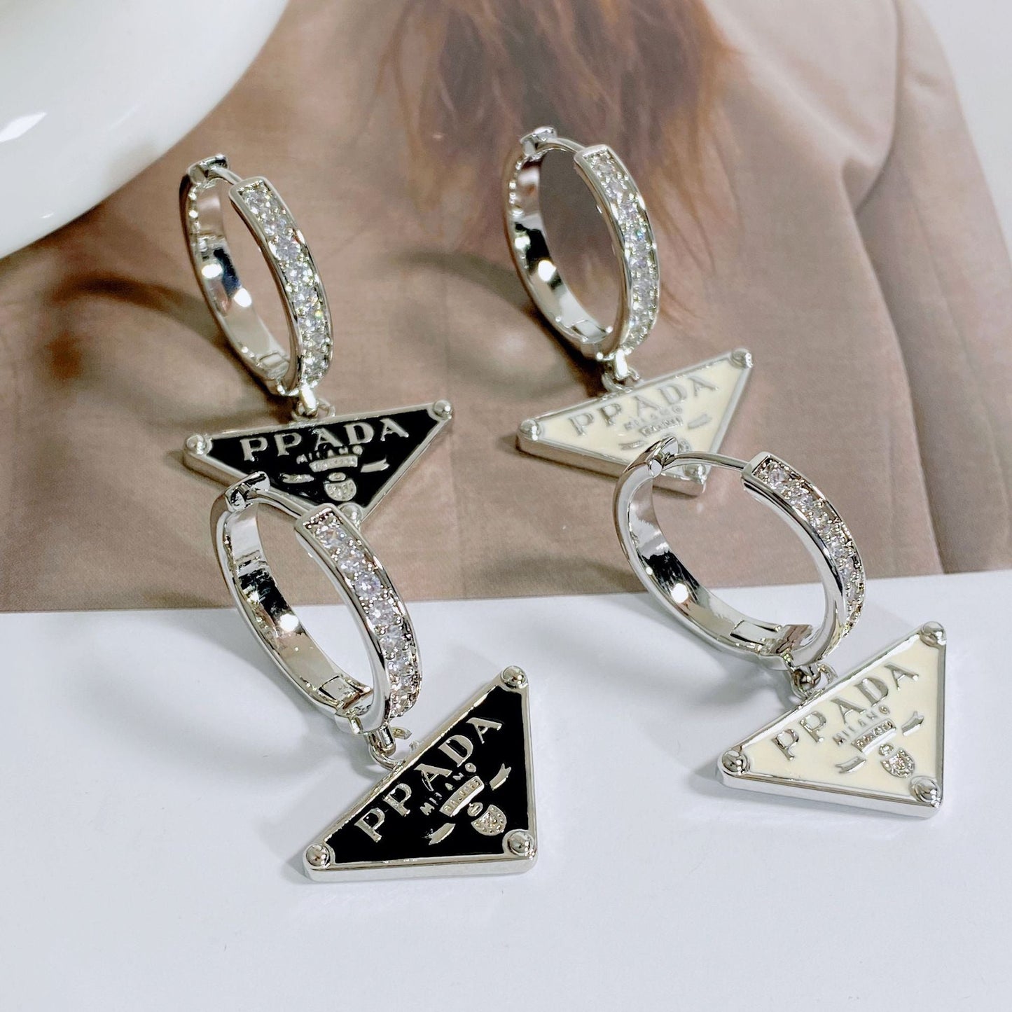 Women's Triangle Zircon Hoop Elegant High Sense Ear Clip Personalized Earrings