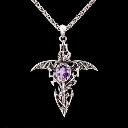 Men's Sword Pendant Trendy Unique Amethyst Set Chain Fashion Imitation Necklaces